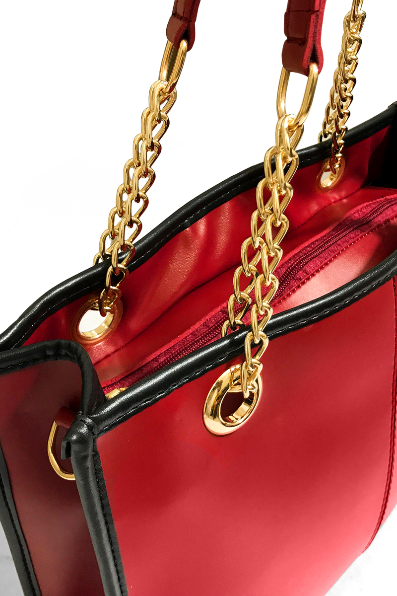 Dark Red Premium Leather Tote Bag