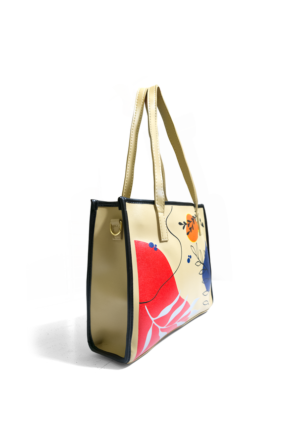 Pale Cream Premium Leather Tote Bag