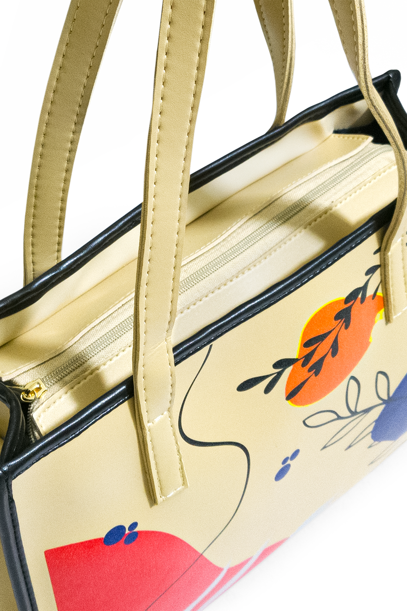 Pale Cream Premium Leather Tote Bag