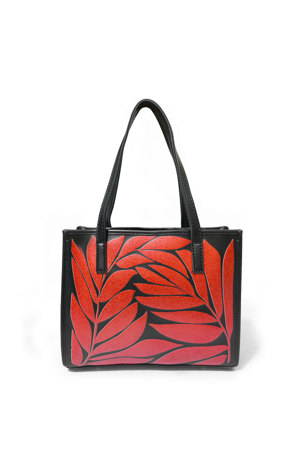 Black & Red Premium Leather Tote Bag