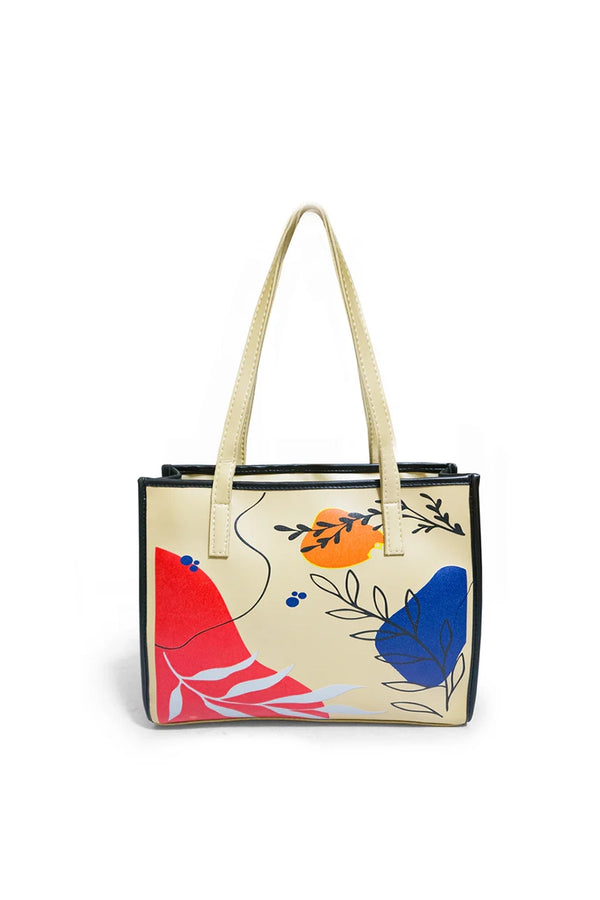 Pale Cream Premium Leather Tote Bag