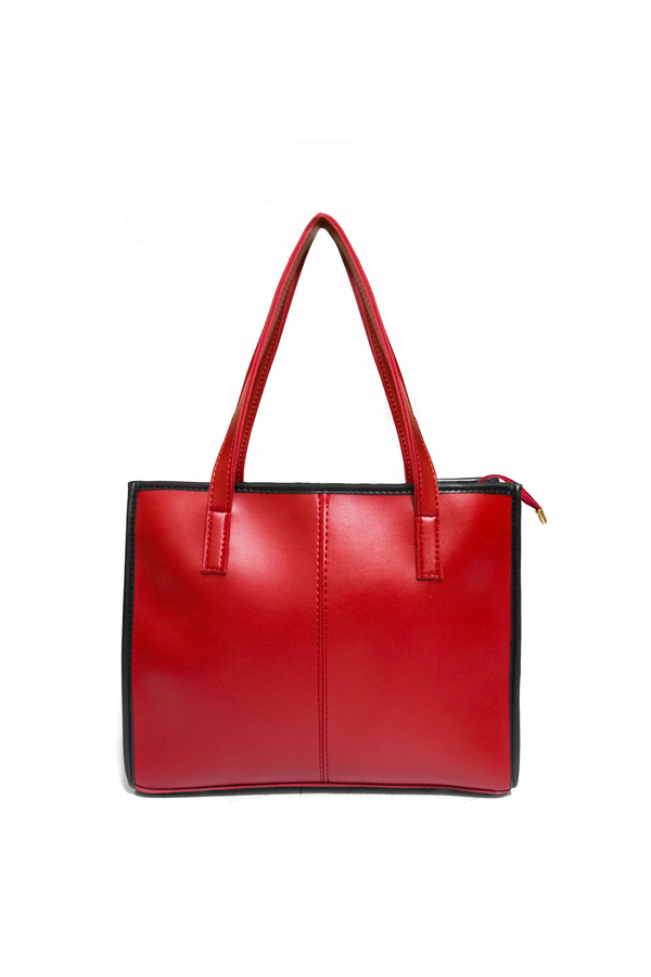 Dark Red Premium Belt Leather Tote Bag