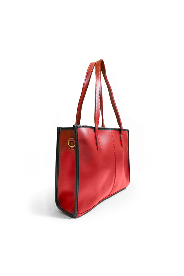 Dark Red Premium Belt Leather Tote Bag
