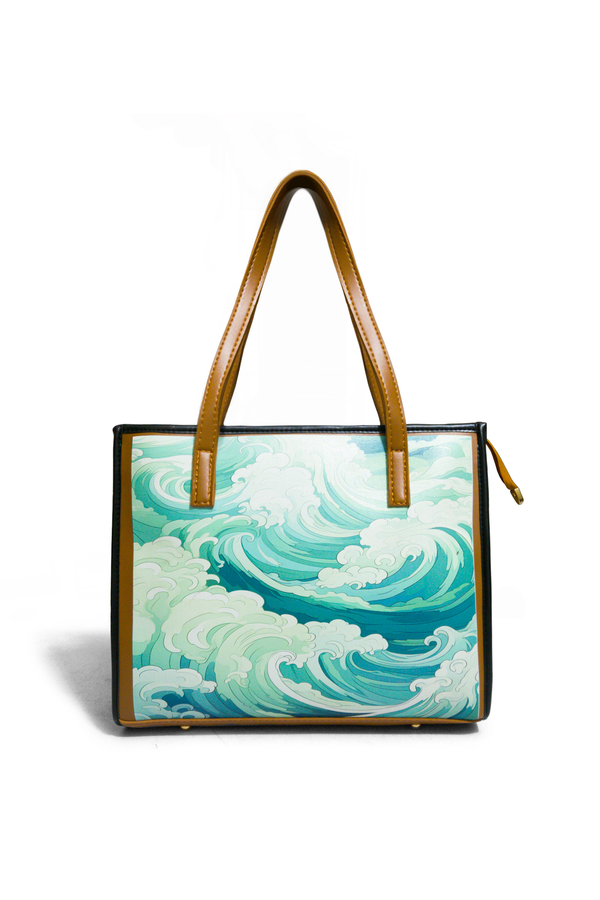 Light Blue Premium Belt Leather Tote Bag