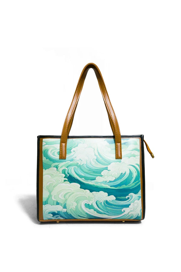 Light Blue Premium Belt Leather Tote Bag