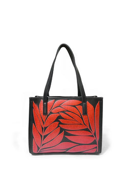 Black & Red Premium Leather Tote Bag